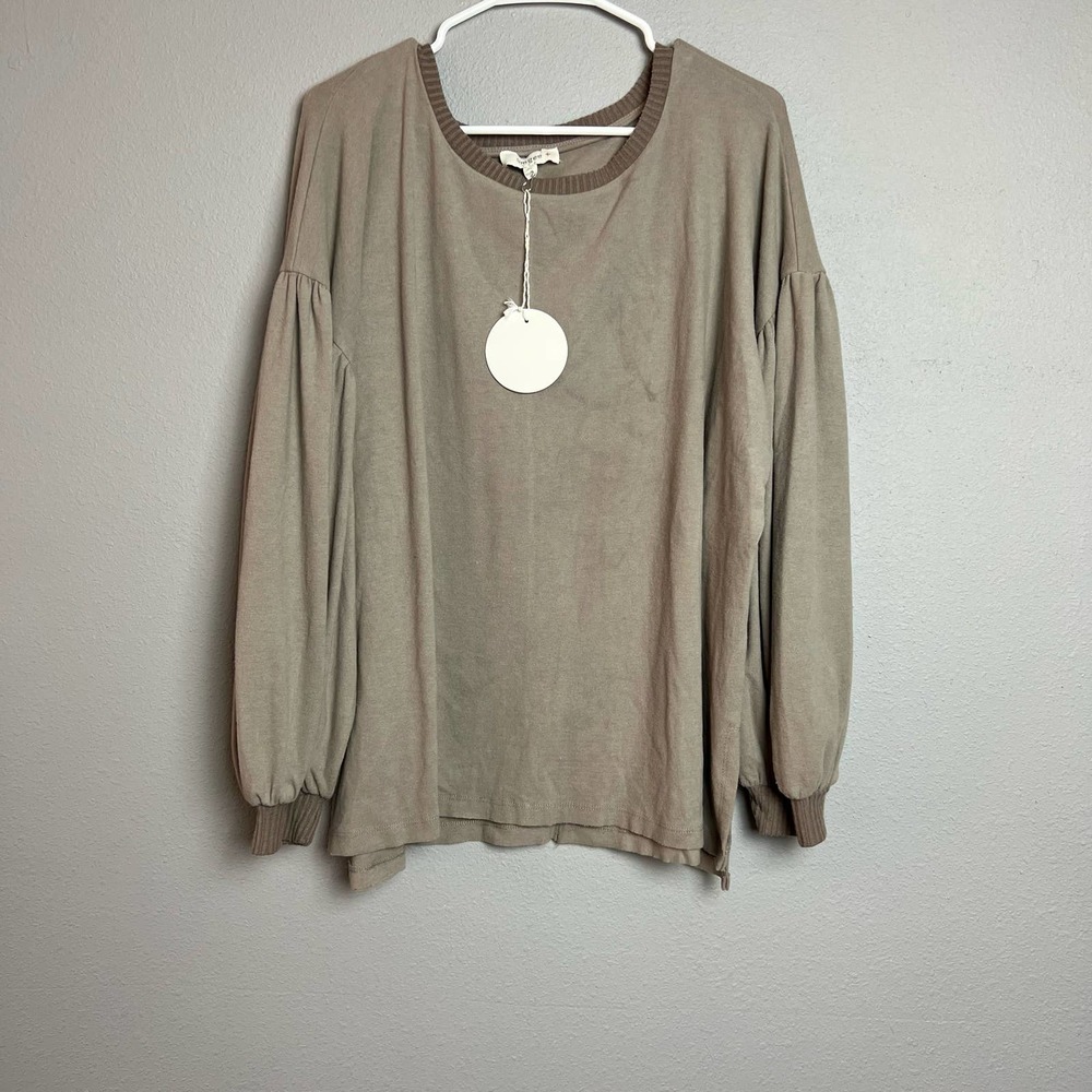 NWT Umgee brown balloon sleeve crew neck sweater XL